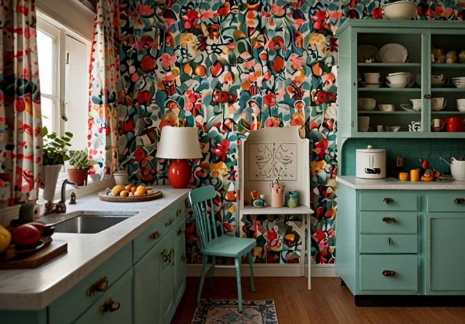 Vintage Patterned Wallpaper