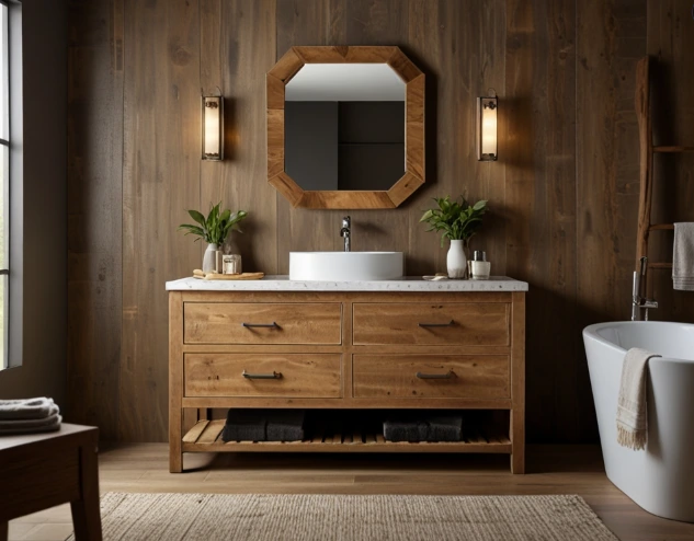 Natural Wood Vanity for Rustic Charm